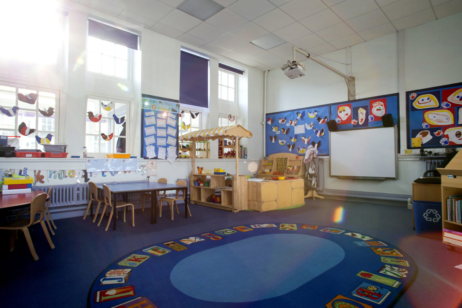School Classroom Interior with light coming through window